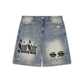Faded Distressed Baggy Denim Shorts