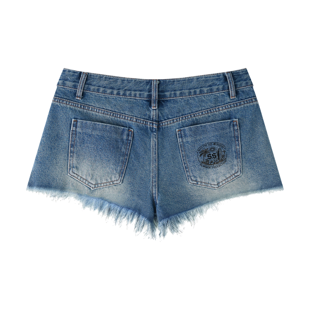 Women's Vintage Wash Raw Hem Denim Shorts