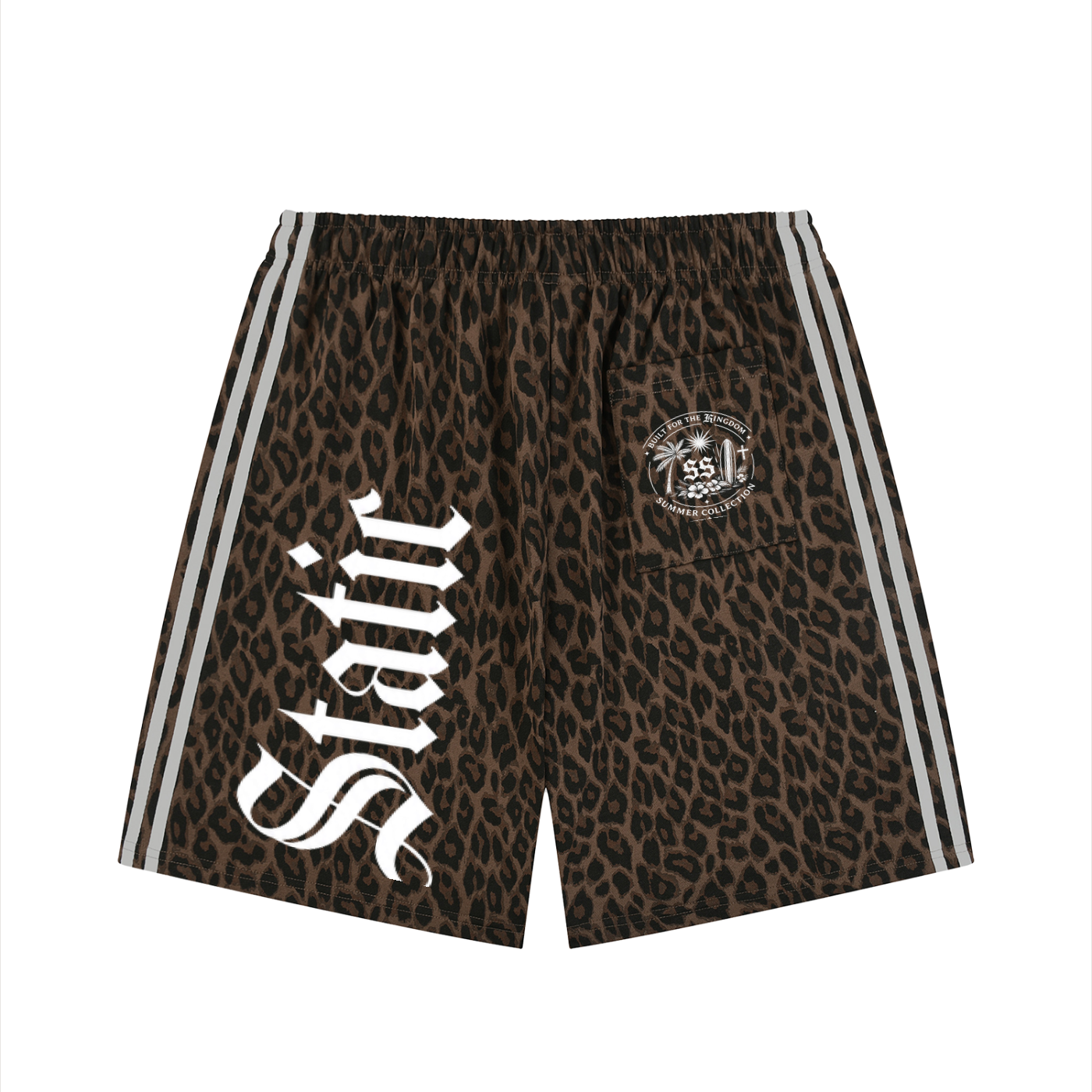 Unisex Heavyweight Leopard Drawstring Shorts