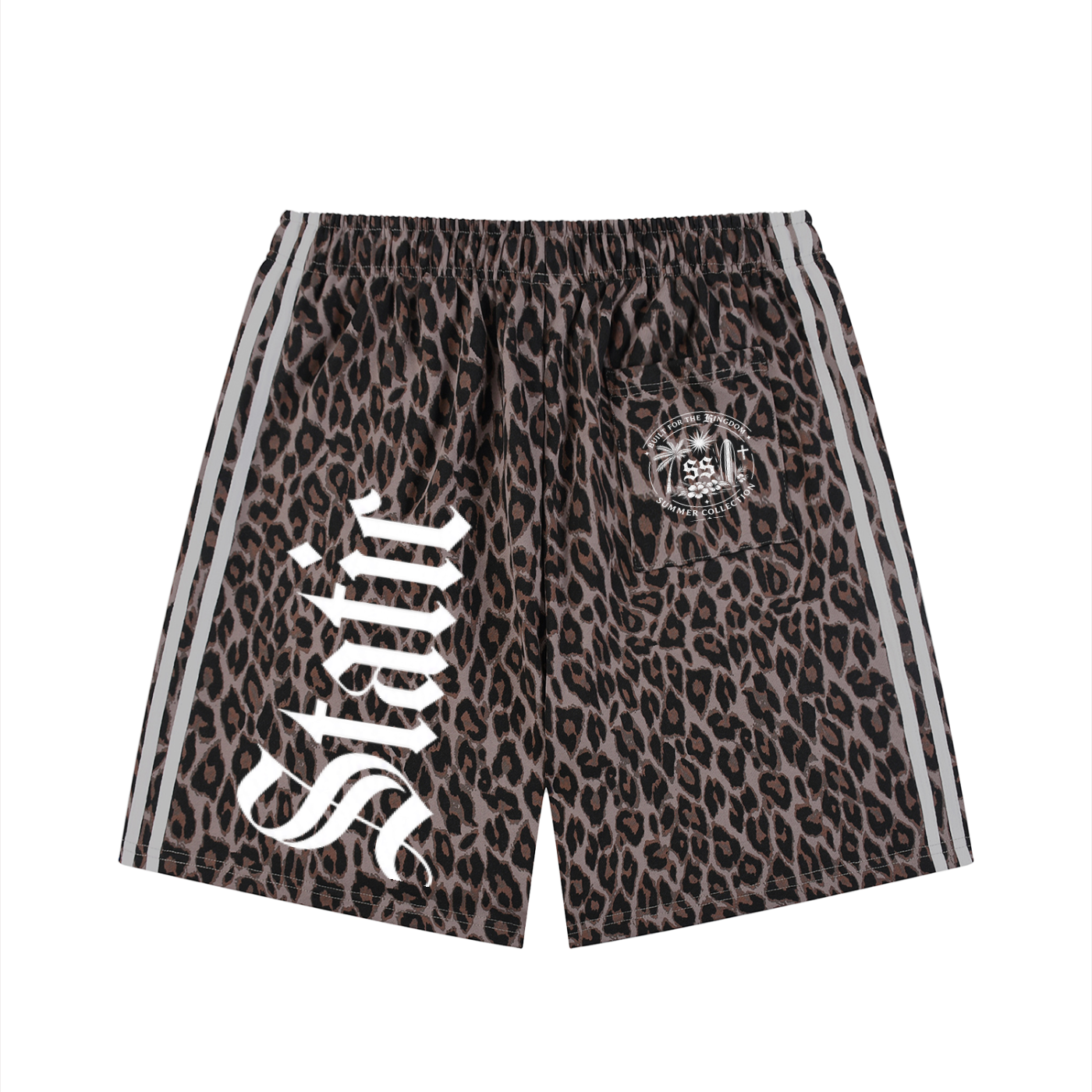 Unisex Heavyweight Leopard Drawstring Shorts