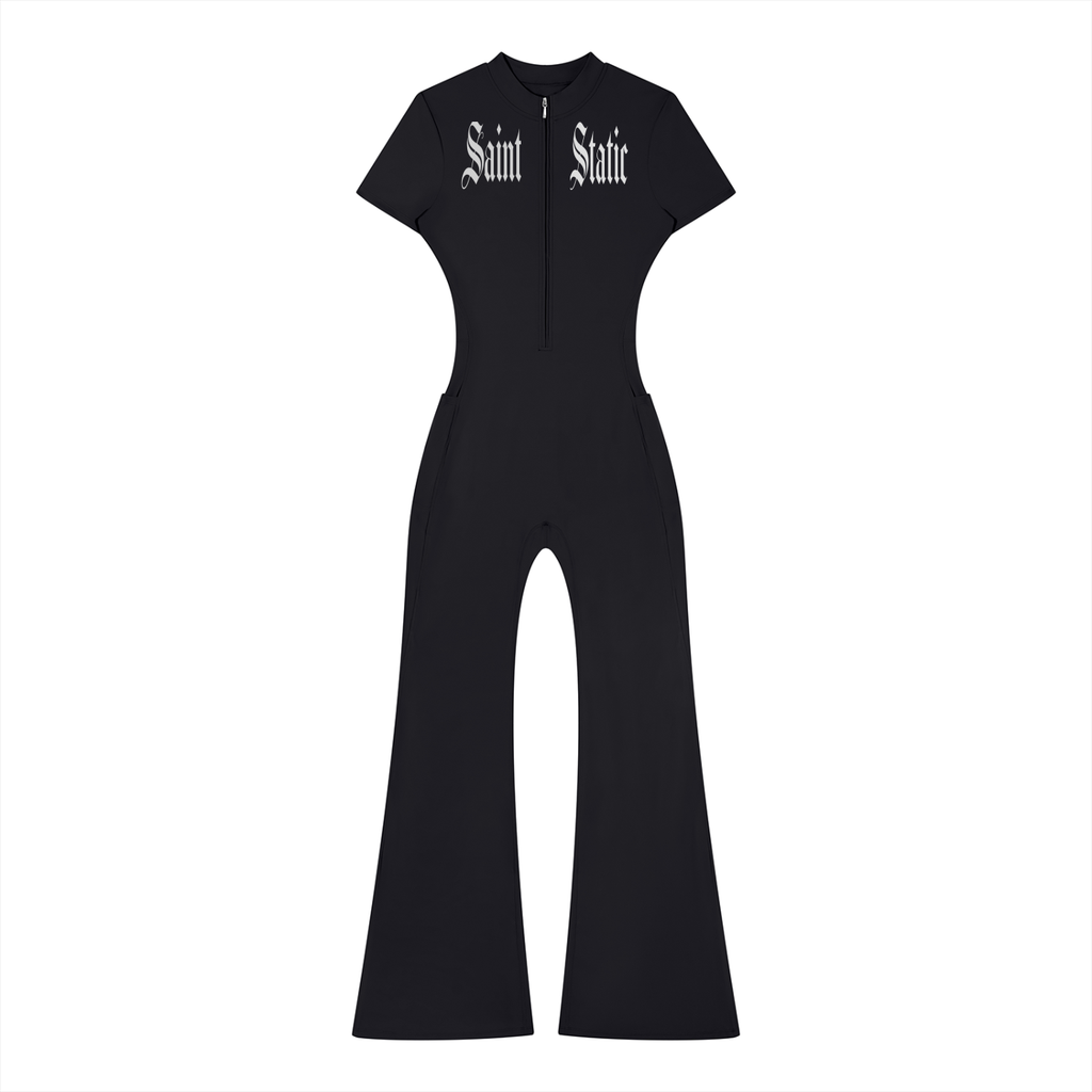 Women’s Tight Flared Leg Quarter-Zip Jumpsuit