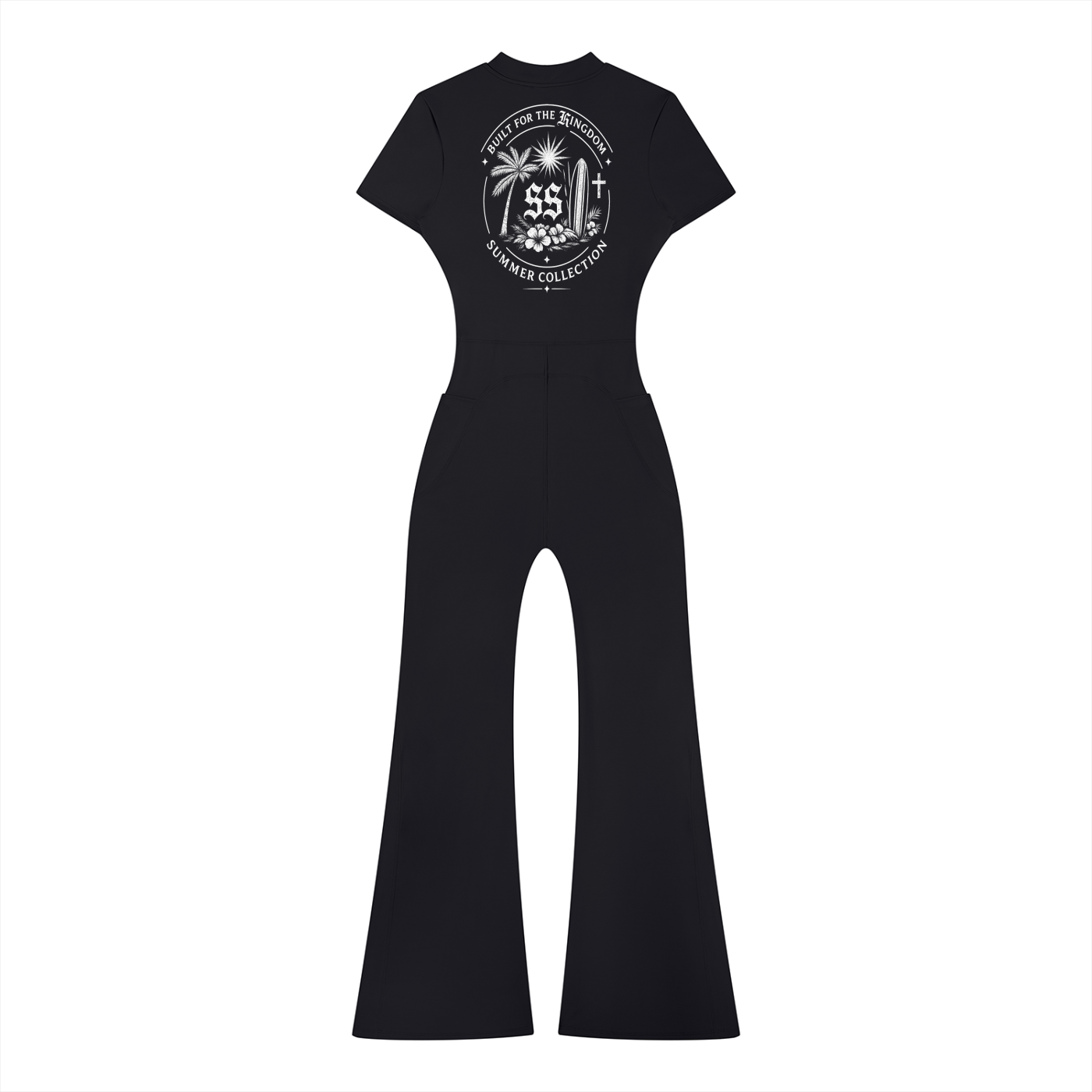Women’s Tight Flared Leg Quarter-Zip Jumpsuit