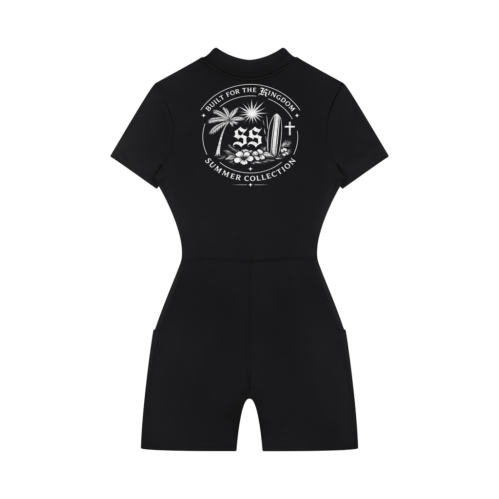 Women's Quarter-Zip Short Sleeve Romper